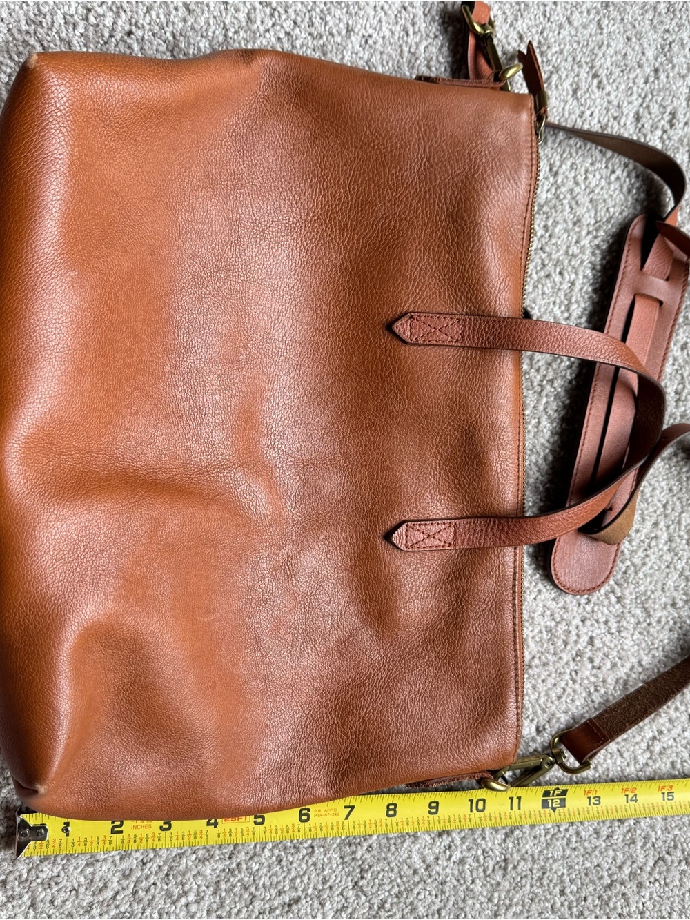 Madewell Brown Zip top Transport Leather Tote Bag - Picture 2 of 9